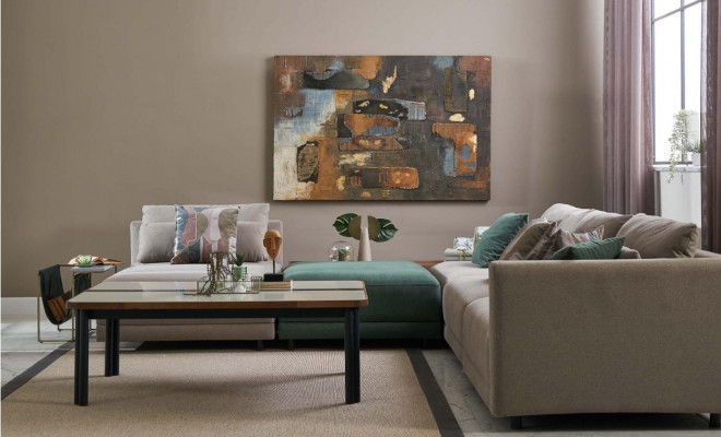 Hoekbank L-vorm Bank Woonlandschap Stoffen Bank Gestoffeerde Banken Beige Ontwerp