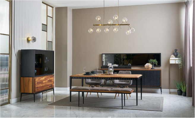 Eettafel Eetkamer Set Eetkamerset Eethoek Set 9-delig Hout Bruin