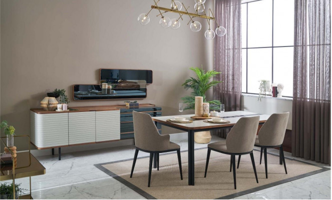 Eethoek eetkamer set eetgroep eetkamer meubilair set 9-delig hout wit.