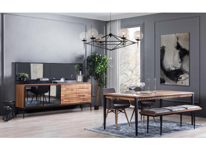 Groep eethoek eetkamer eetgroep eetkamer meubelset 8-delig hout bruin