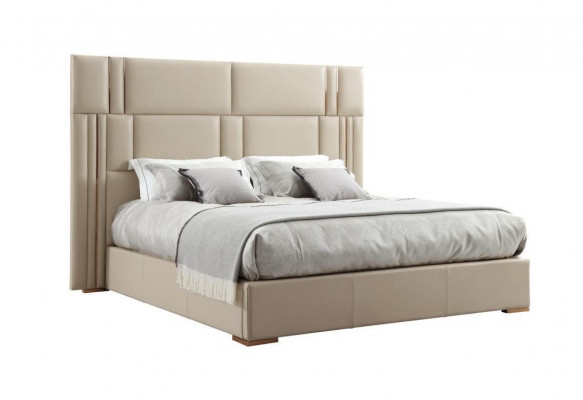 Luxe slaapkamerbed ontwerper meubels tweepersoonsbed wit textiel hout nieuw