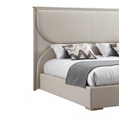Luxe slaapkamer bed Designer meubels Tweepersoonsbed Wit Textiel Bedden Hout Nieuw