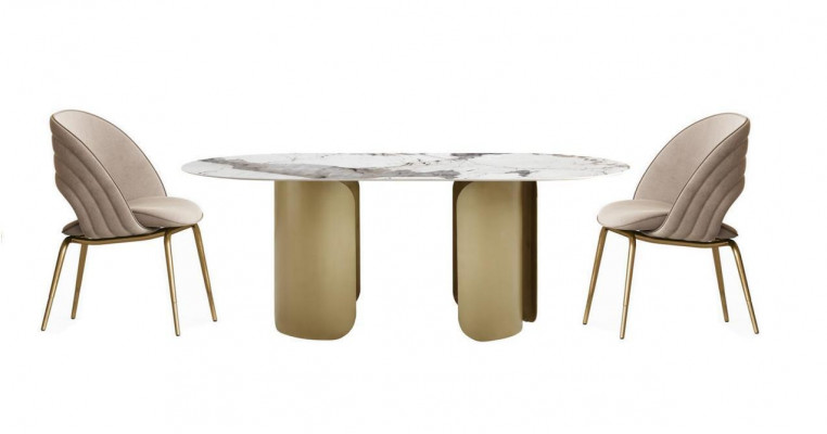 Exclusieve eetkamerset bestaande uit 5-delige eettafel + 4 stoelen, luxe compleet.