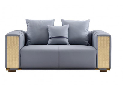 Luxe woonkamerbank 2-zits gestoffeerde bank Blauw textiel zit ontwerp bank Modern