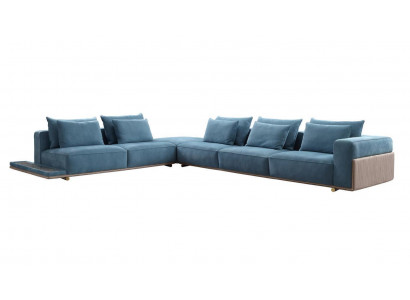 Blauwe hoekbank L-vorm bank woonkamer luxe stoffenmeubels luxe ontwerp nieuw