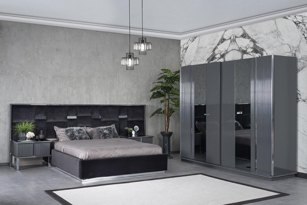Complete slaapkamermeubels tweepersoonsbed 2x nachtkastjes luxe kledingkast