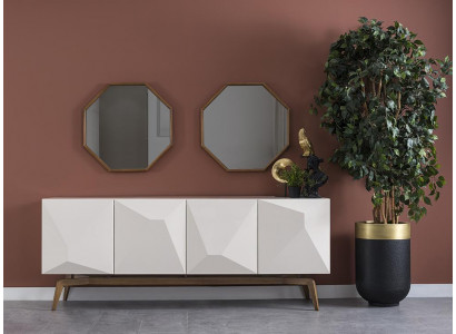 Moderne eetkamermeubelen ontwerpen dressoir met 2 spiegels inrichting