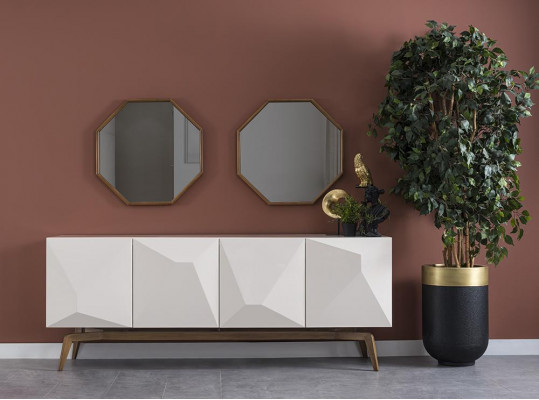 Eetkamer Compleet Modern Design Eettafel Nieuw Dressoir met 2x Spiegel