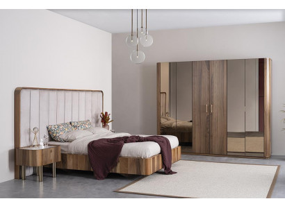 Luxe slaapkamer Compleet Gestoffeerd Meubilair Tweepersoonsbed Moderne Kledingkast