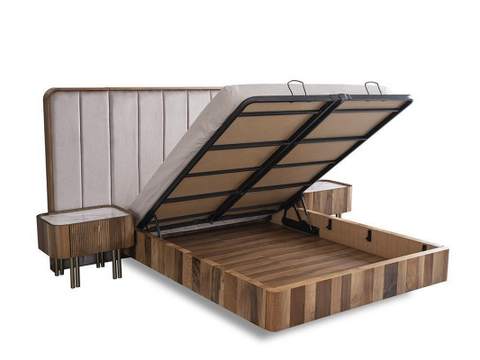 Slaapkamer set dubbel bed moderne 2x nachtkastjes luxe commode met spiegel.