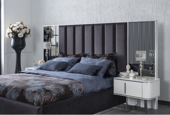 Slaapkamer 6-delige set Bed 2x Nachtkastjes Luxe kledingkast Ontwerpschoonheidstafel