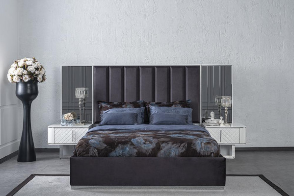 Dubbel Bed Modern 2x Nachtkastjes Slaapkamer Set Luxe Design Meubels