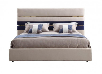 Modern design tweepersoonsbed met houten frame Stijlvol bed Nieuw in beige