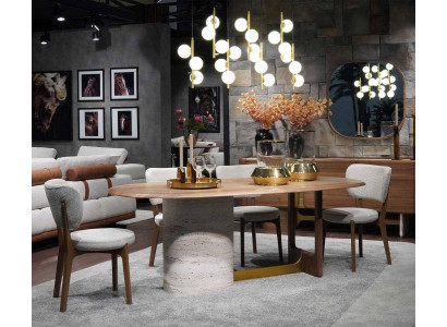 Ontwerp Eetkamer Set 5-delig. Moderne inrichting Hout Tafel 4x Stoelen Set Nieuw
