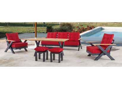 Tuinmeubelbankstel Tafel Kruk Fauteuil Veranda zitgroepen 6-delig.