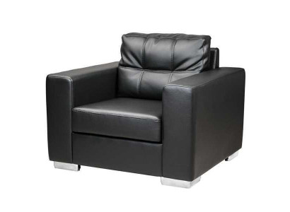 Zwarte fauteuil kunstleer eenzitter woonkamer relax nieuwe 1-zitsbank