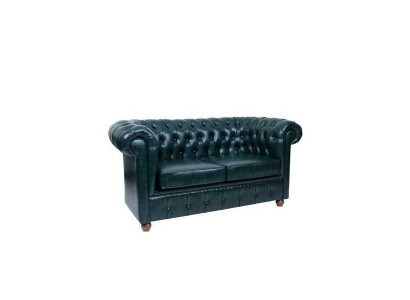 Donkerblauwe Chesterfield tweezitsbank Moderne bank met 2 zitplaatsen 2-zitsbank