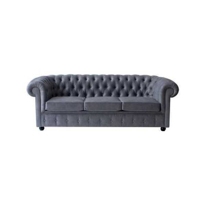 Chesterfield Grijze Driepersoons Luxe Bank Designer Woonkamer Bankstel