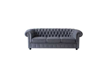 Chesterfield Grijze Driepersoons Luxe Bank Designer Woonkamer Bankstel
