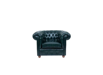 Chesterfield Donkergroene Fauteuil Lounge Woonkamer TV Eenzitter