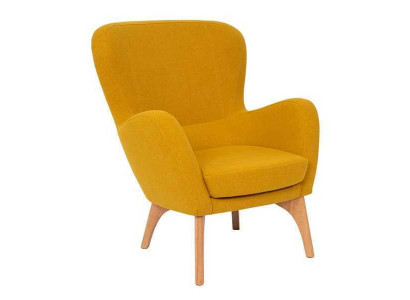 Gele fauteuil van een ontwerper, gestoffeerde woonkamerloungestoel, elegante eenzitter