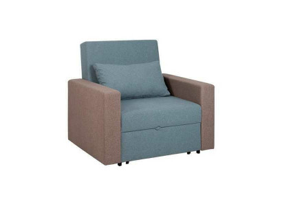 Blauwe fauteuil met slaapfunctie voor in de woonkamer, eenzitter, ontspanning, luxe clubfauteuil