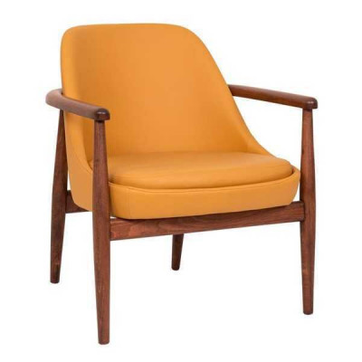 Ontwerper Oranje Gestoffeerde Stoel Eetkamerstoelen Houten Frame Eenpersoons