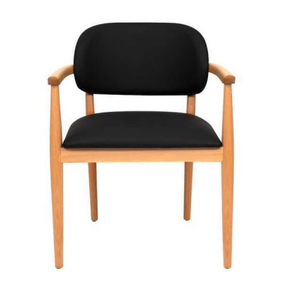 Zwarte fauteuil Designer eetkamerstoel Luxe eenzitter Houten meubels