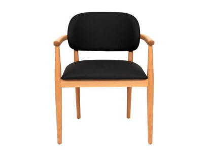 Zwarte fauteuil Designer eetkamerstoel Luxe eenzitter Houten meubels