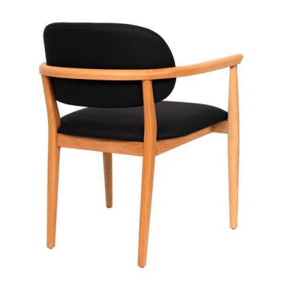 Zwarte fauteuil Designer eetkamerstoel Luxe eenzitter Houten meubels