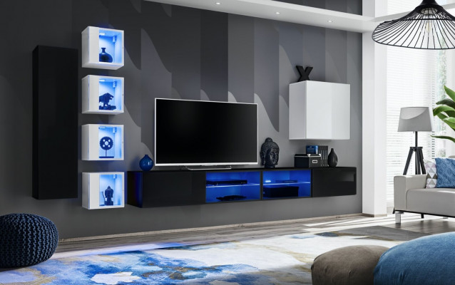 Complete woonwand wandkast houten meubels Modern Set 7-delige inrichting Nieuw