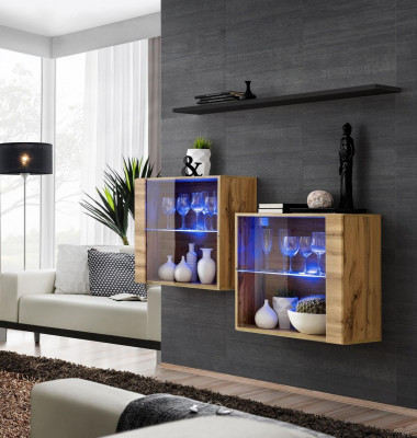 Moderne meubels Luxe wandmeubel 130 cm woonkamer inrichting Compleet set van 3 stuks.