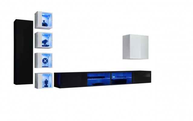 Complete woonwand wandkast houten meubels Modern Set 7-delige inrichting Nieuw
