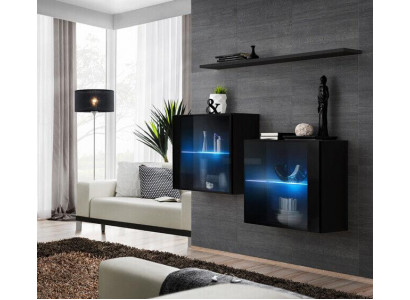 Volledige set 3-delige design woonwand 2x wandkast Moderne wandplank Nieuw