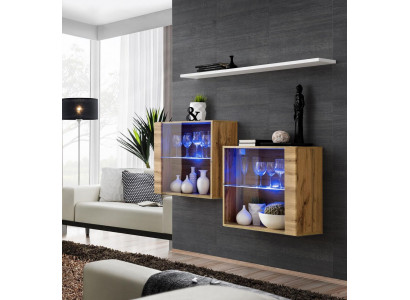 Bruin set van 3 stuks woonwand luxe woonkamerset houten wandrekmeubel nieuw