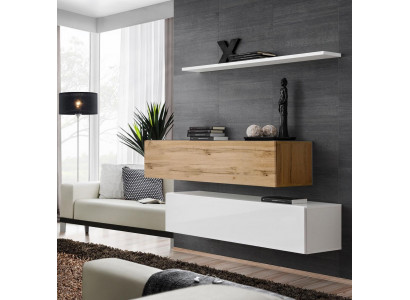 Wandmeubel 130 cm Designer 2x Wandkastenset meubilair hout woonkamer