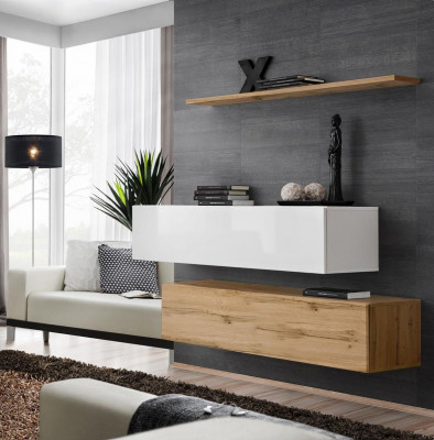 Inrichtingsontwerper Bruin 2x Wandkast Houten meubels Luxe set Woonkamermeubels