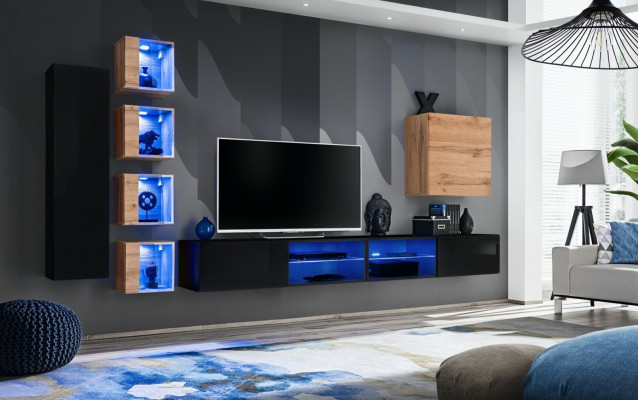 Moderne meubelontwerper woonwand inrichting luxe set nieuw wandkast