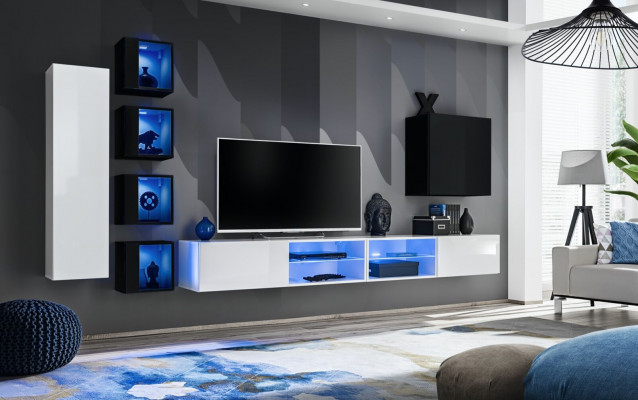 Woonkamer Complete Set 7-delige Luxe Woonwand 6x Wandkast TV-standaard Meubels