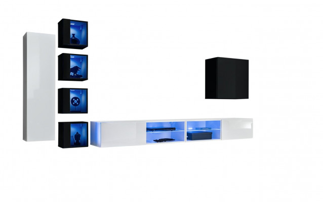 Woonkamer Complete Set 7-delige Luxe Woonwand 6x Wandkast TV-standaard Meubels