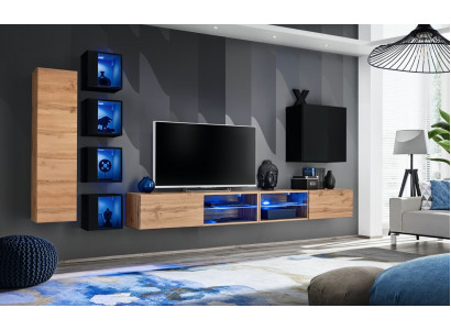 Volledige design moderne woonwand wandplanken tv-standaard houten meubelen wandkast