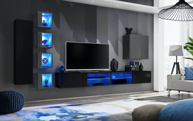 Woonkamer meubels Nieuwe woonwand 320cm 6x hangkast Inrichting Luxe wandrek