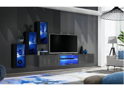 Set van 4 delen woonwand 210 cm Inrichting Modern Wandkast Nieuw