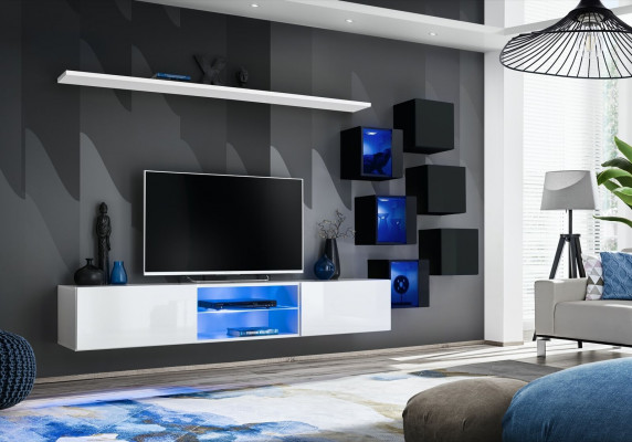 Garnituur Set Woonkamer 6x Wandkast Wandplanken Dressoir Houten meubels Nieuw
