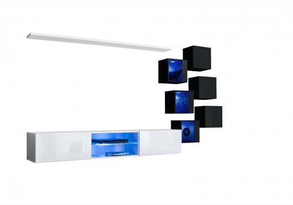 Garnituur Set Woonkamer 6x Wandkast Wandplanken Dressoir Houten meubels Nieuw