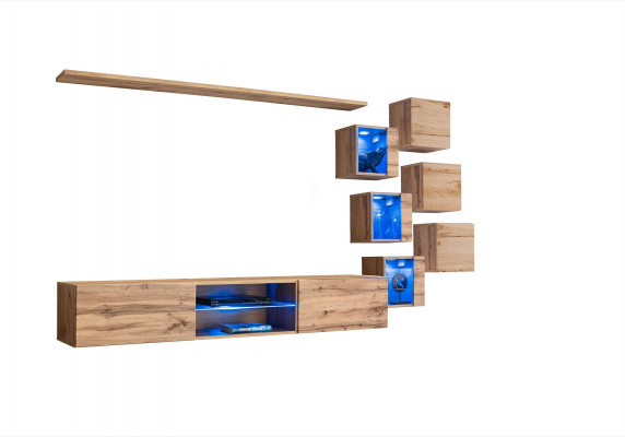 Bruine woonwand woonkamer meubels wandkast luxe set nieuw houten meubels.