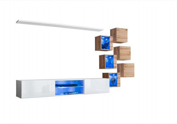 Nieuwe complete set van 8 stuks wandkast luxe dressoir tv-standaard wandplanken