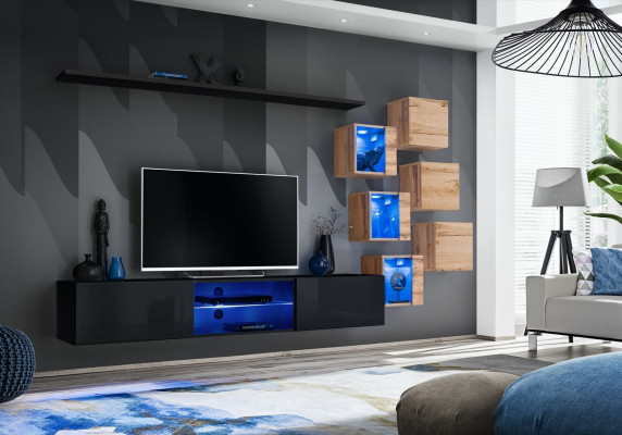 Houten meubels Moderne woonwand Designer woonkamermeubelen TV-standaard Wandkast