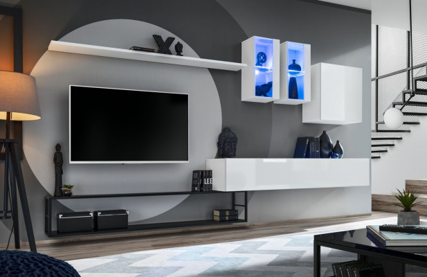 Complete woonkamerwand ontwerper luxe woonkamermeubels Wit tv-standaard dressoir.