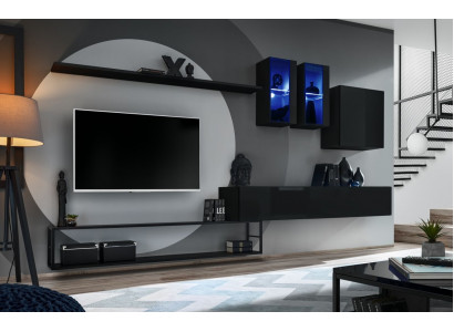 Ontwerper woonwand Zwart Modern Luxe TV-standaard Houten meubels Inrichting Garnituur